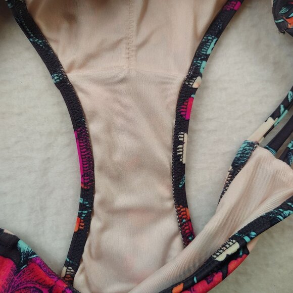 Shade & Share Floral Cheeky Halter Push-Up Bikini Bathing Suit Sz Small - Picture 6 of 9